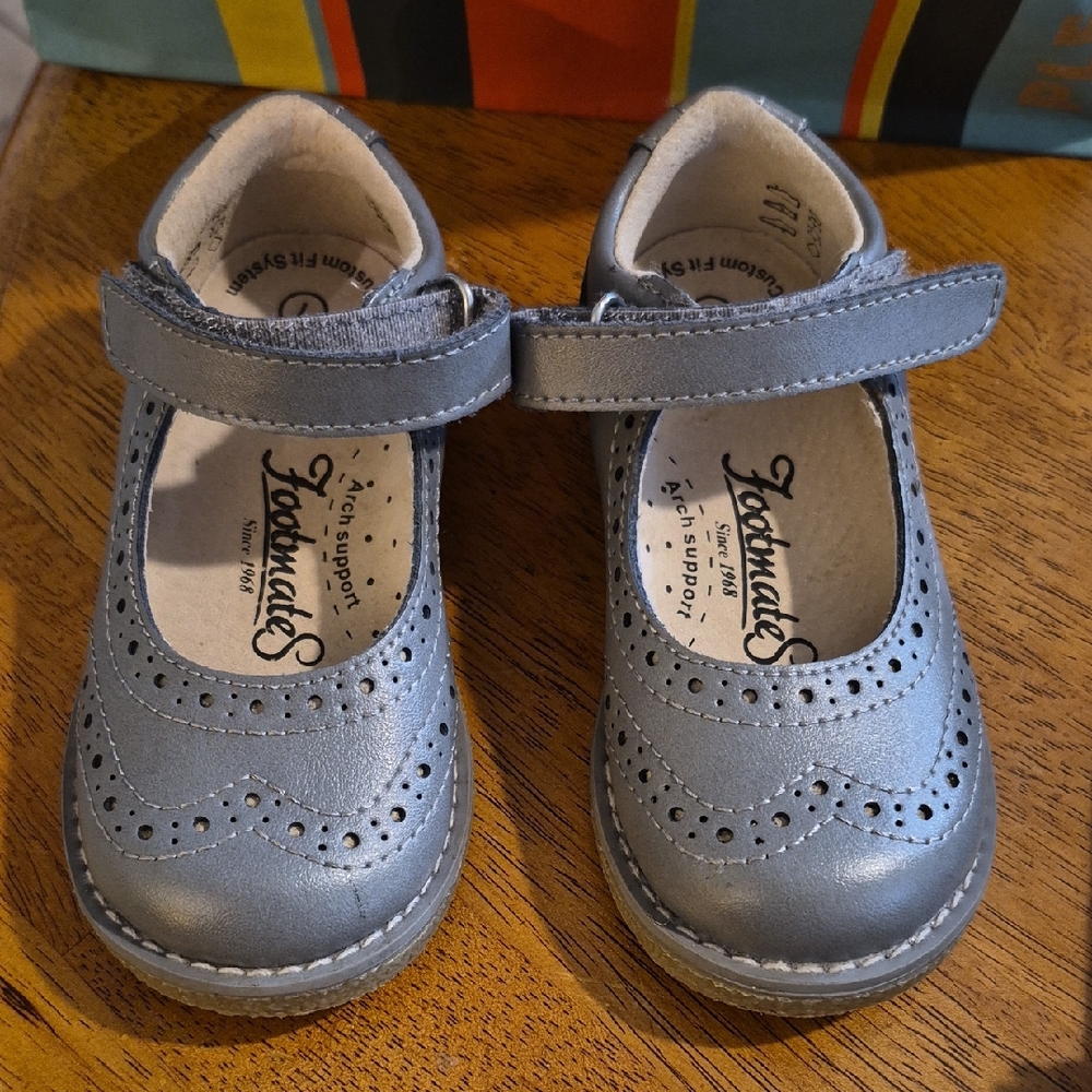 New • FootMates Gray Leather Velcro Mary Jane Shoes